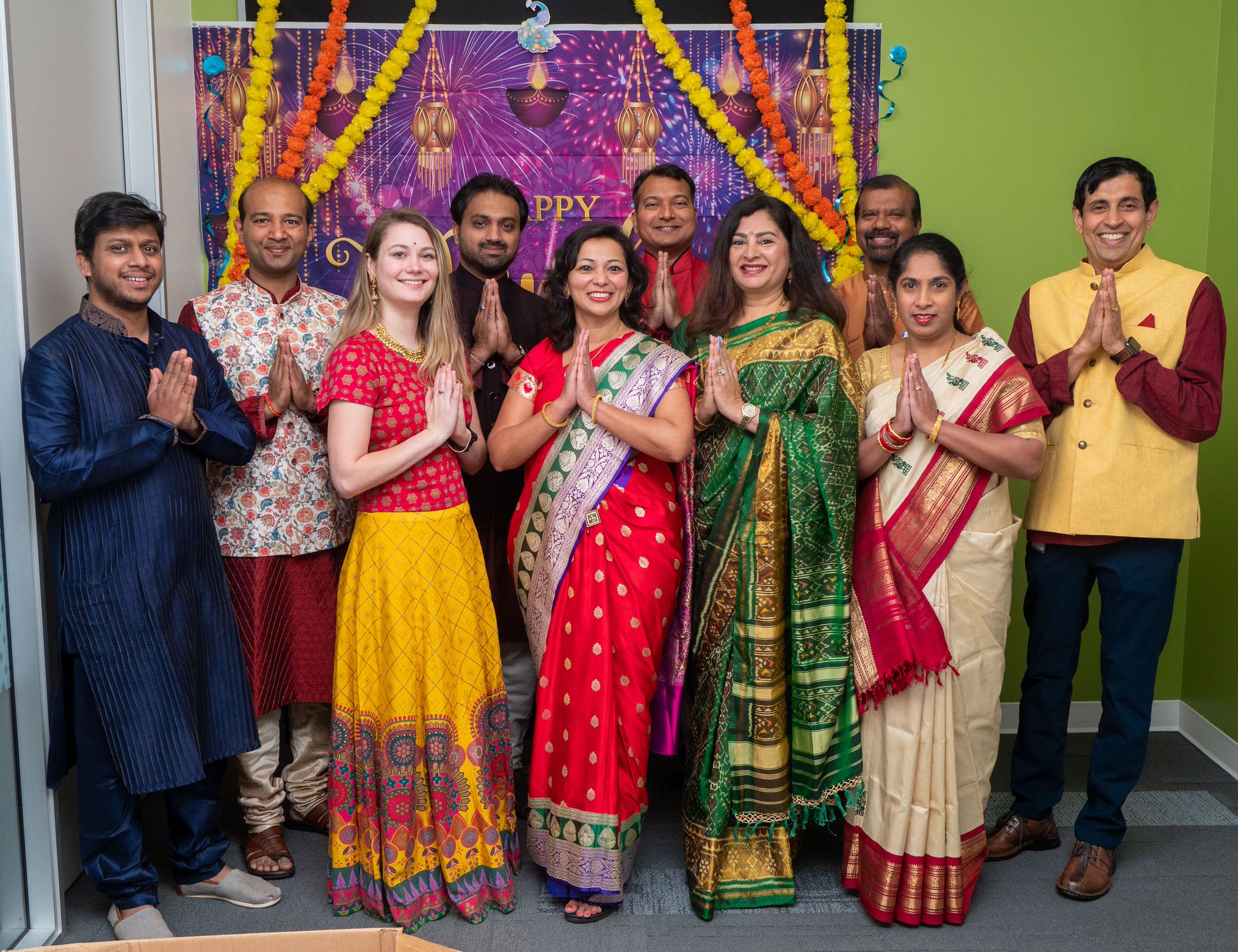 Members of ICON in traditional Indian outfits.