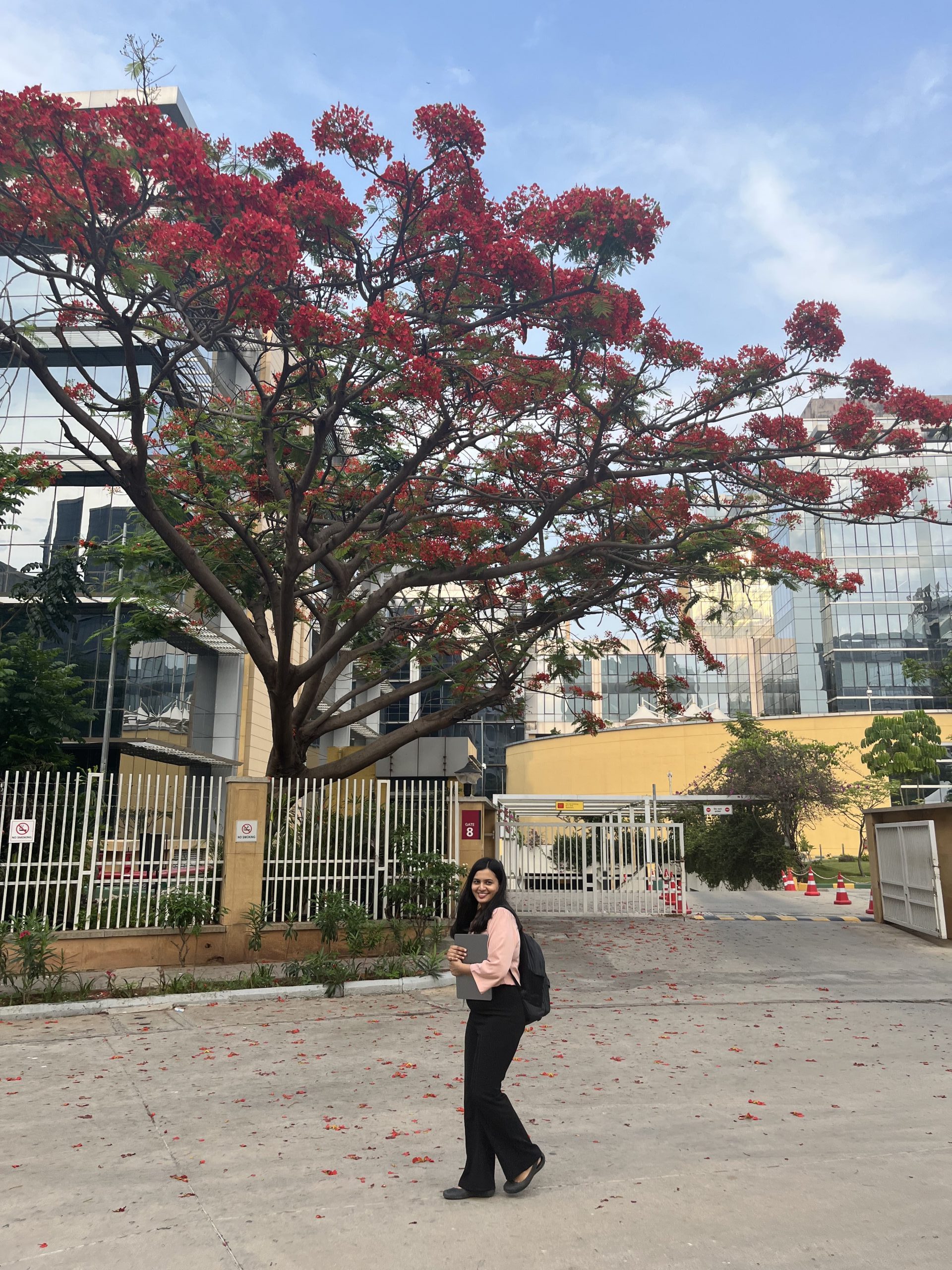 Vaibhavi at the Bangalore Campus, smiling. 