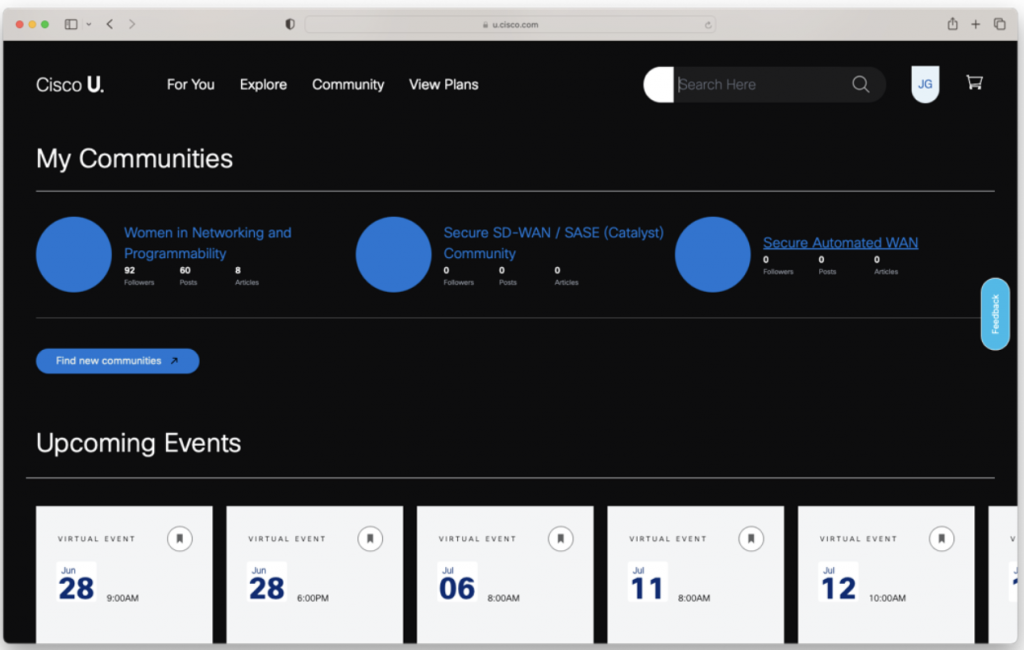 A screenshot of the Cisco U. My Communities page
