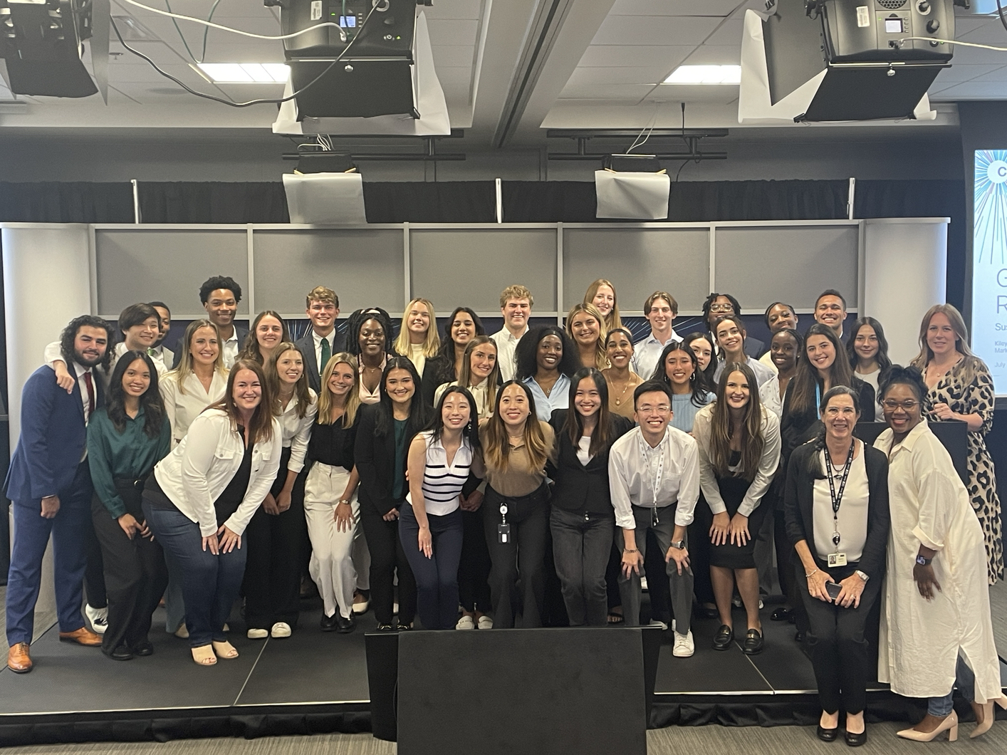 Mira with a large group of fellow interns. 