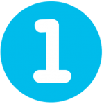 The number one in white against a bright blue dot