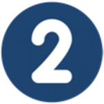 A white number 2 against a dark blue dot
