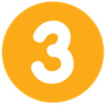 The number 3 in white against a yellow orange circle