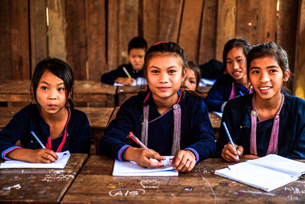 Girls in school in a developing country