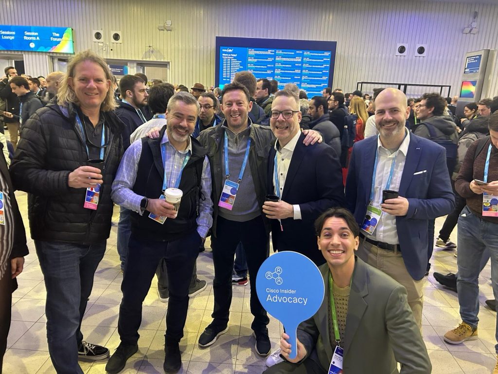 A group of men, all part of Cisco Insiders, at Cisco Live Amsterdam 2024