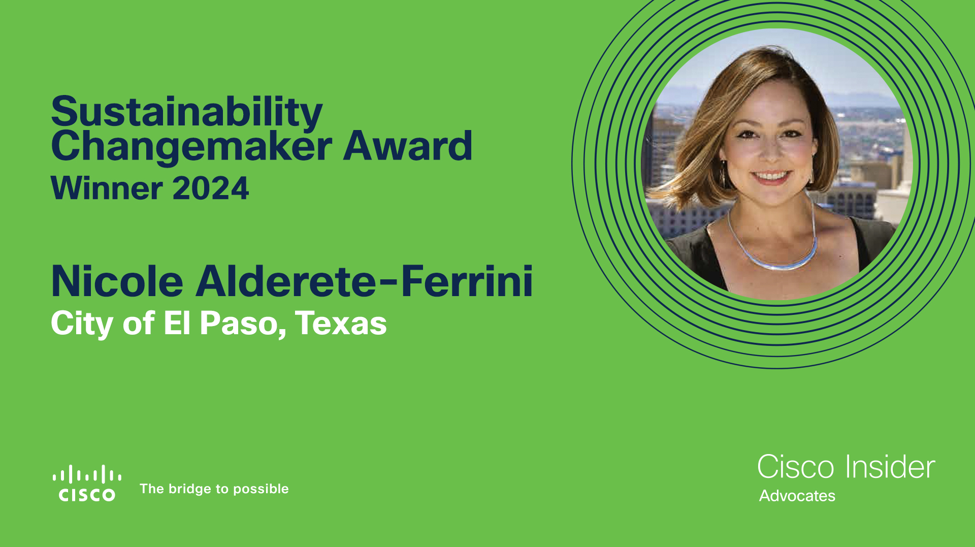 Photo of Nicole Alderete Ferrini from the City of El Paso, winner of the Sustainability Changemaker award