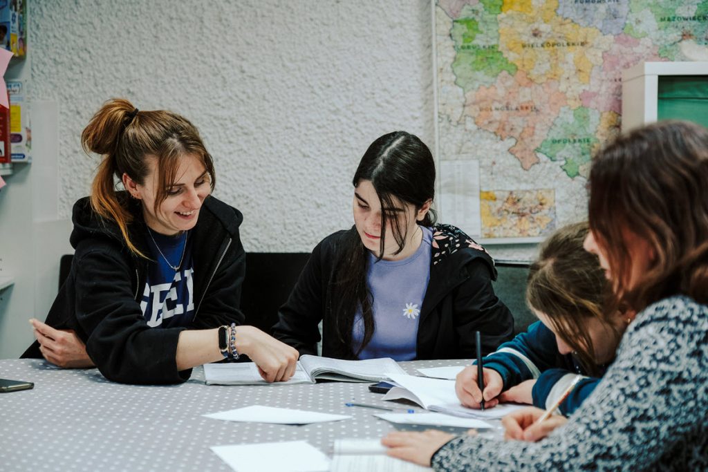 Participants engage in a skills training course together