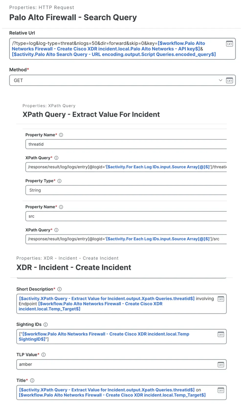 Screenshot of the Palo Alto Firewall search query