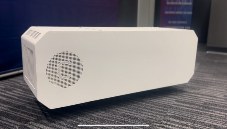 A white technology device that captures carbon