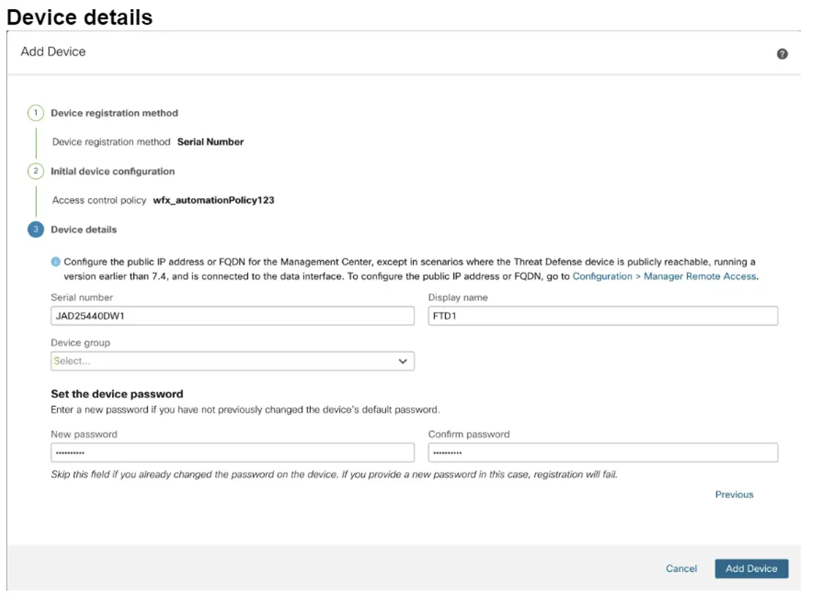 Device details interface