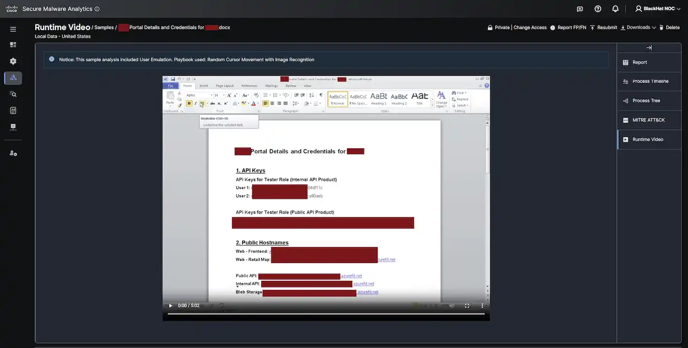 Black Hat Asia 2025 Secure Malware Analytics runtime video generated analysis