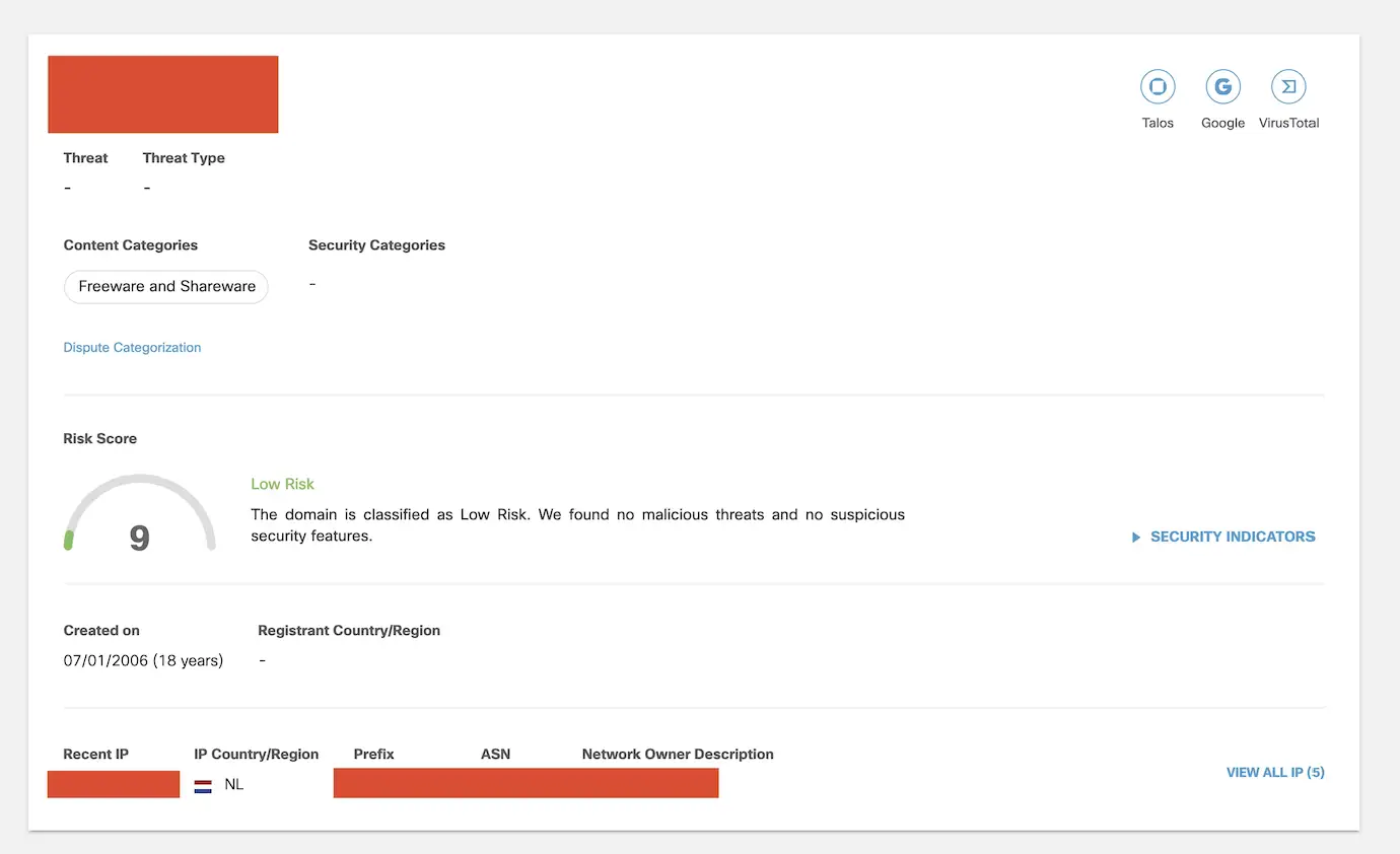 Trufflehunter investigation in Cisco Umbrella