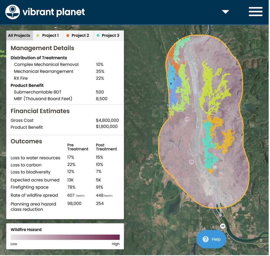 A screenshot of Vibrant Planet's platform