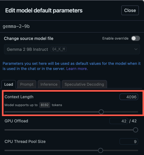 Default configuration settings