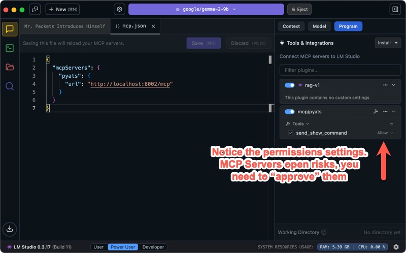 Adding the pyATS MCP server to LMStudio