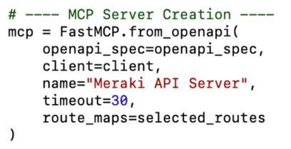 Meraki MCP Server Creation with Open API spec code