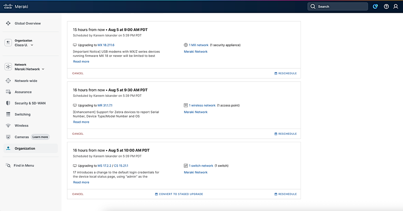Cisco Meraki Dashboard