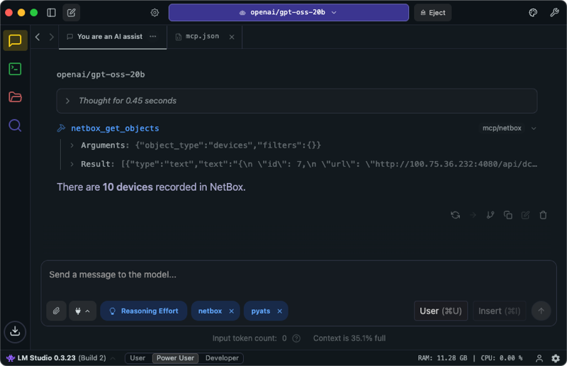 Asking AI how many devices are in NetBox