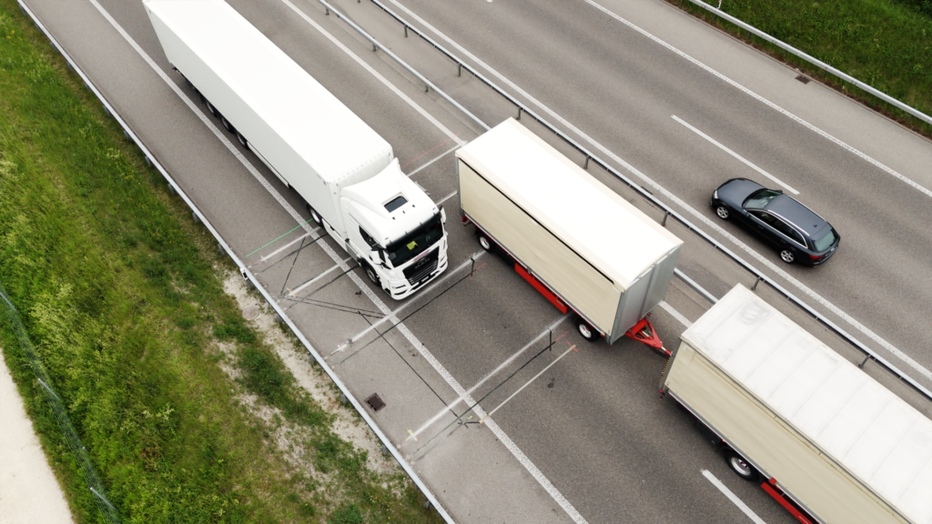 Semi Trucks on the highway above the Kistler Group is weighing strips