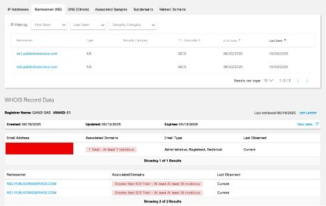 Confirmation of the associated Name Server for the first attack