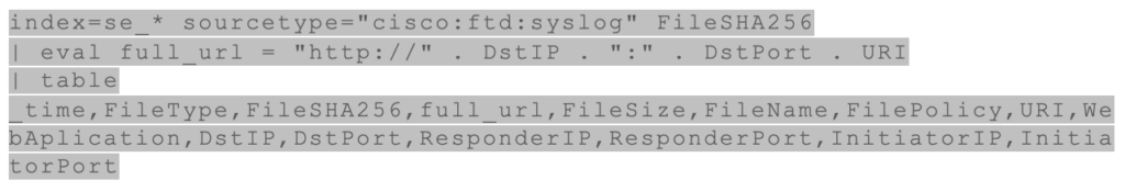 File search query for Cisco Firewall