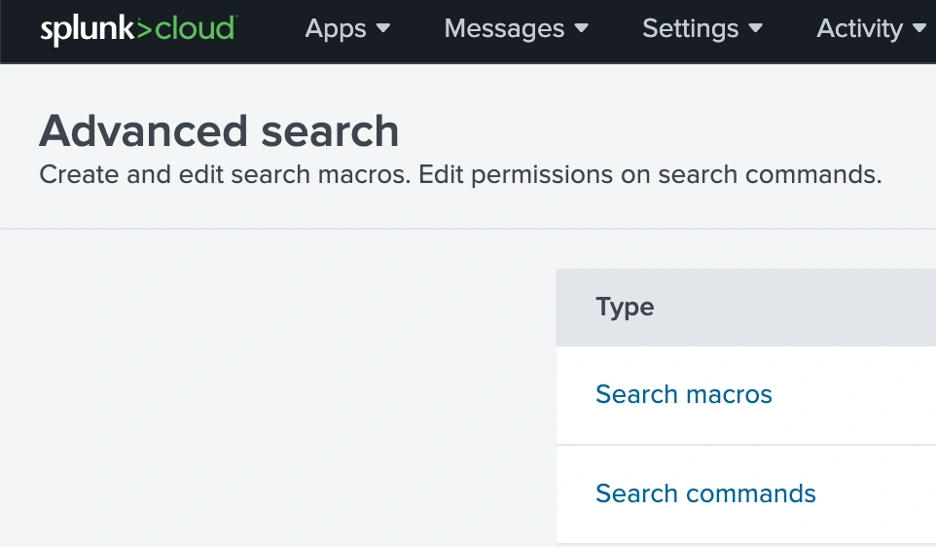 Splunk advanced search screen