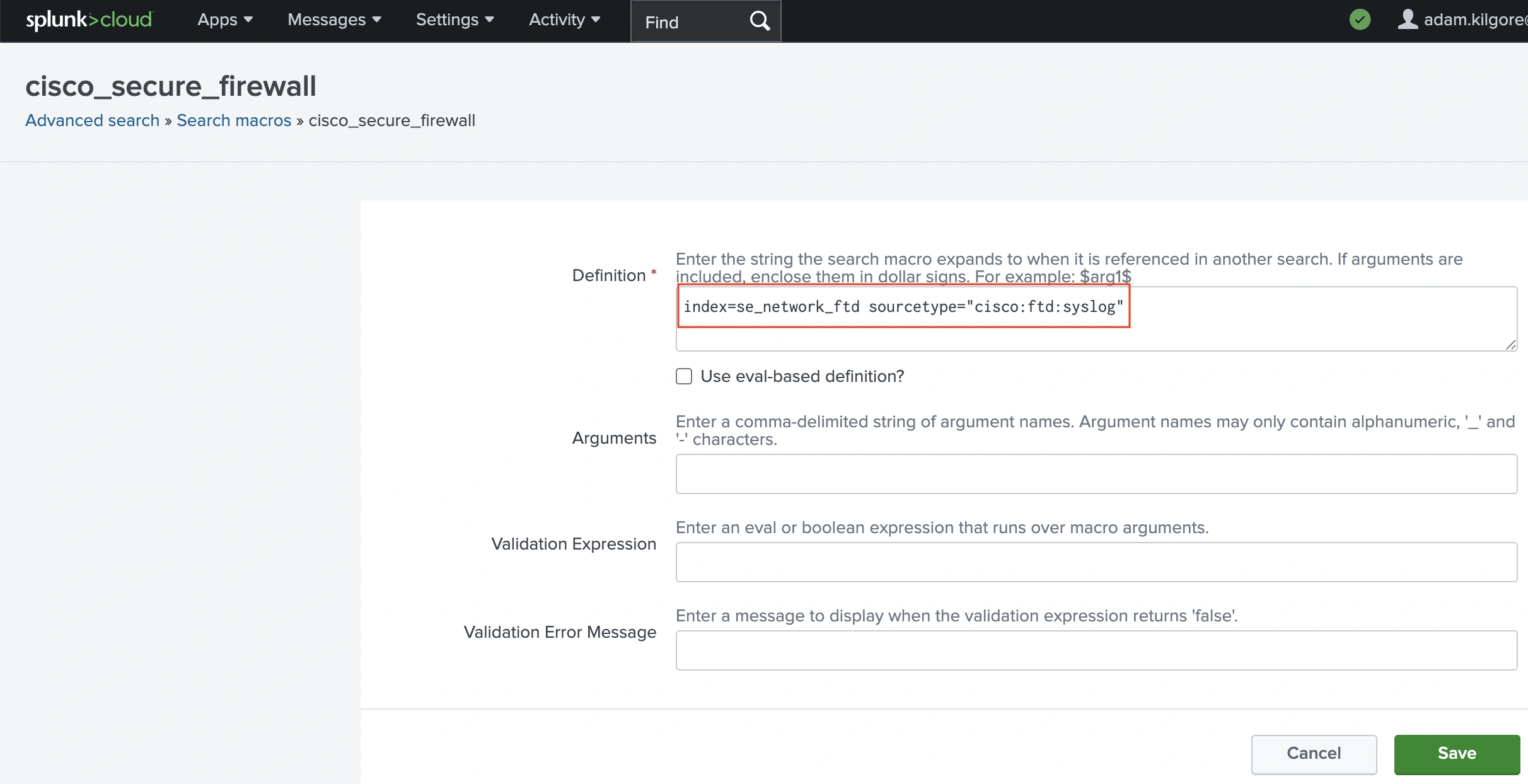 Splunk cisco secure firewall syslog