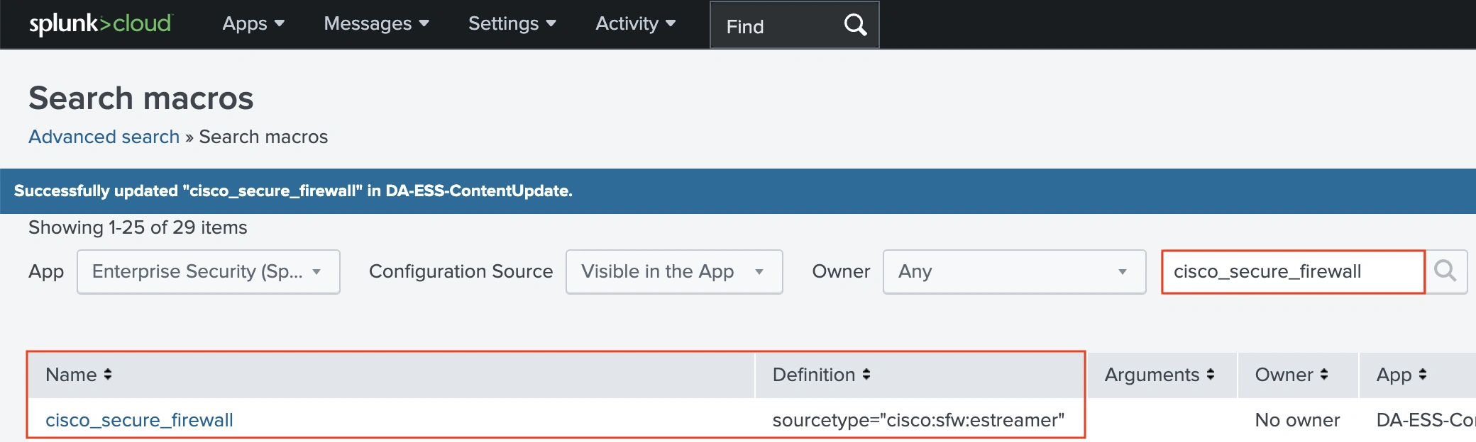 Splunk cloud search macros screen