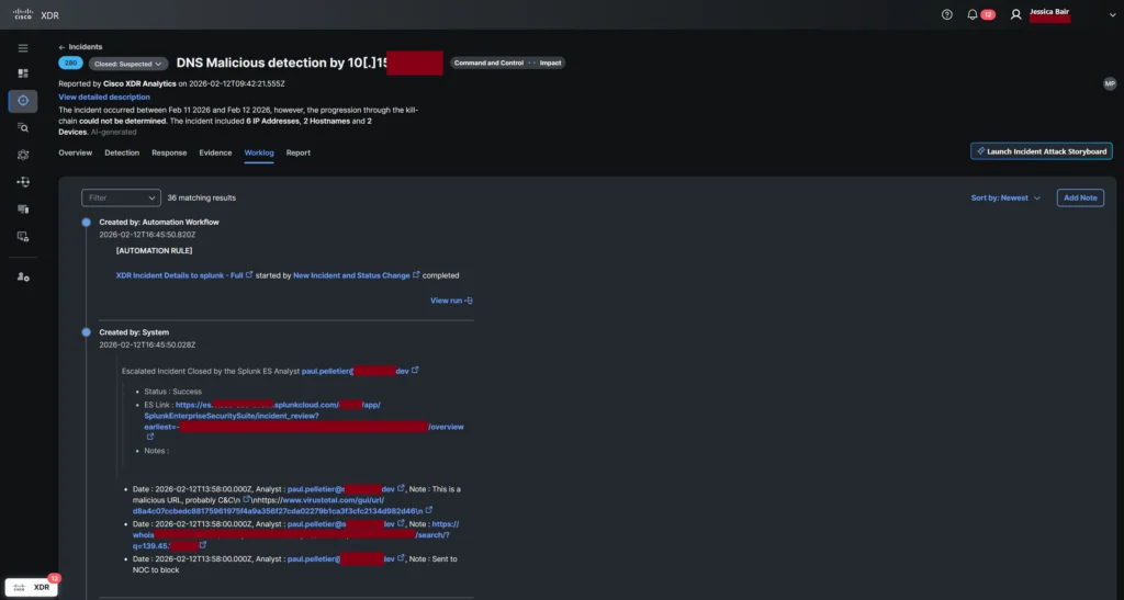 XDR work log notes and status closed scaled