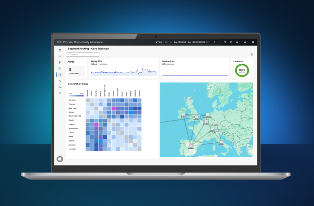 Screenshot of the Integrated Performance Measurement dashboard showing data on path propagation delay by city.