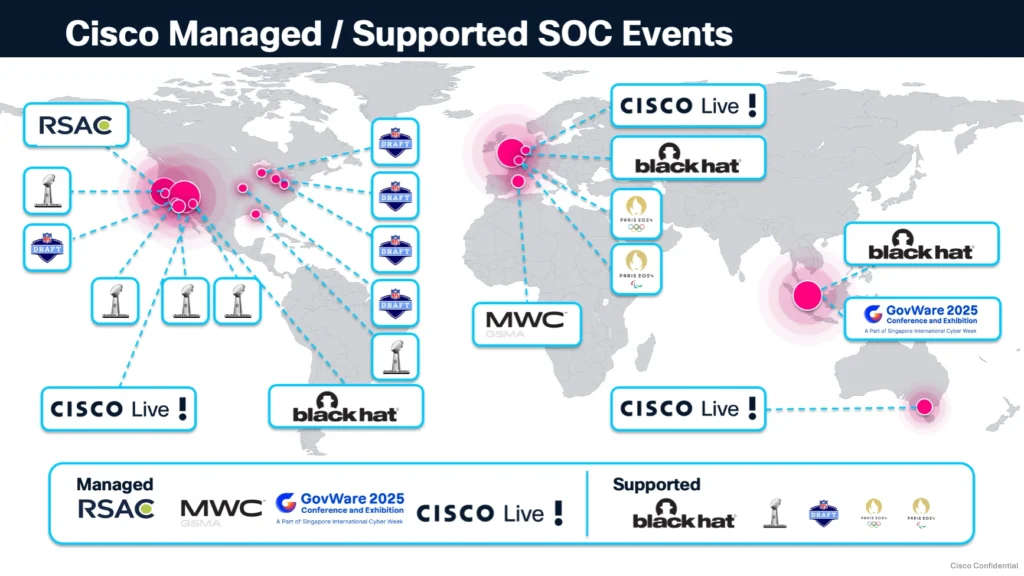 Cisco managed SOC events map