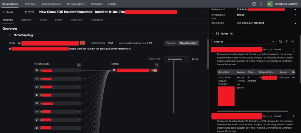 Splunk Investigation View with Notes