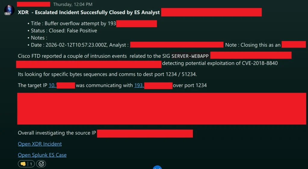 Webex Bot Incident Close Notification