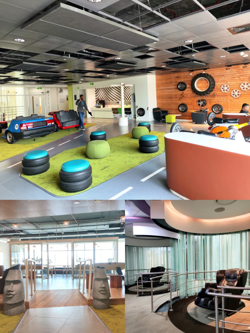 Collage of spaces across Cisco Bangalore