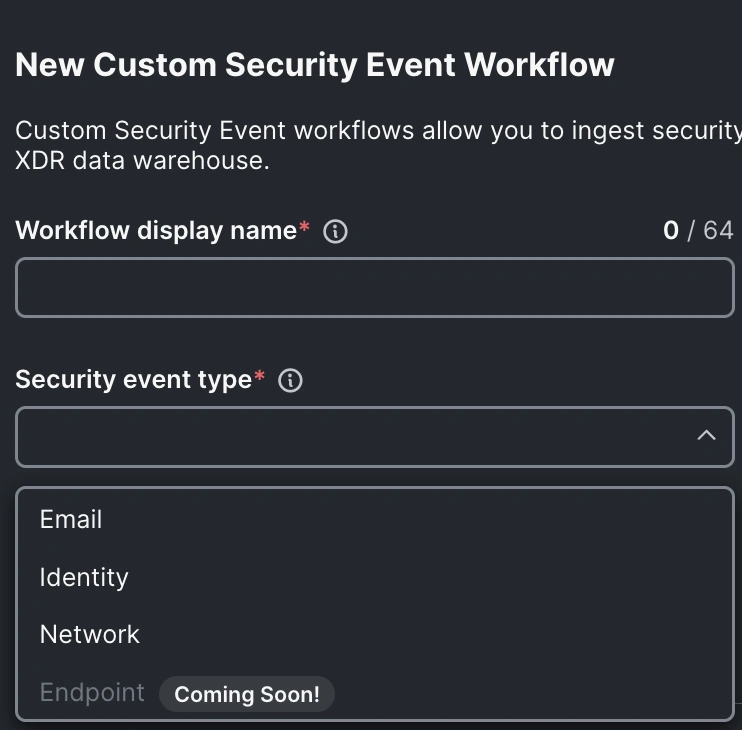 New custom security event workflow
