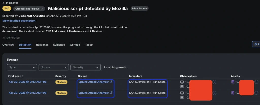 Malicious script detected by mozilla