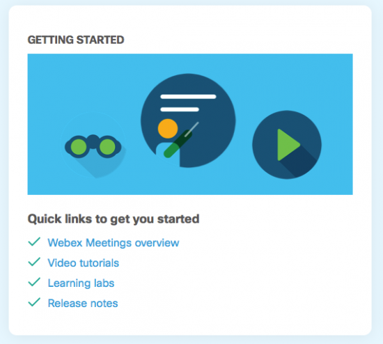 Webex Meetings Getting Started screen image