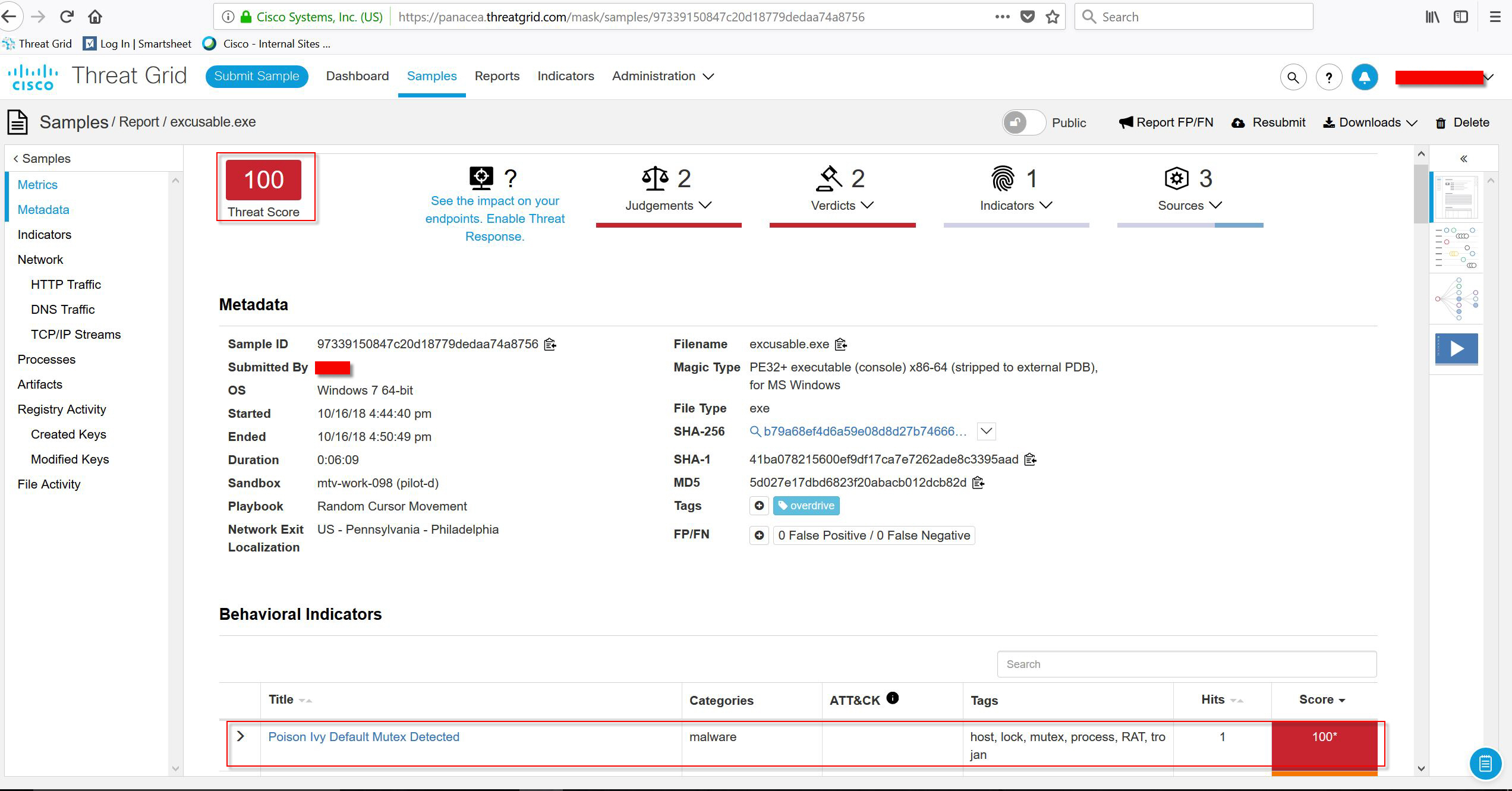 Threat Grid screen shot