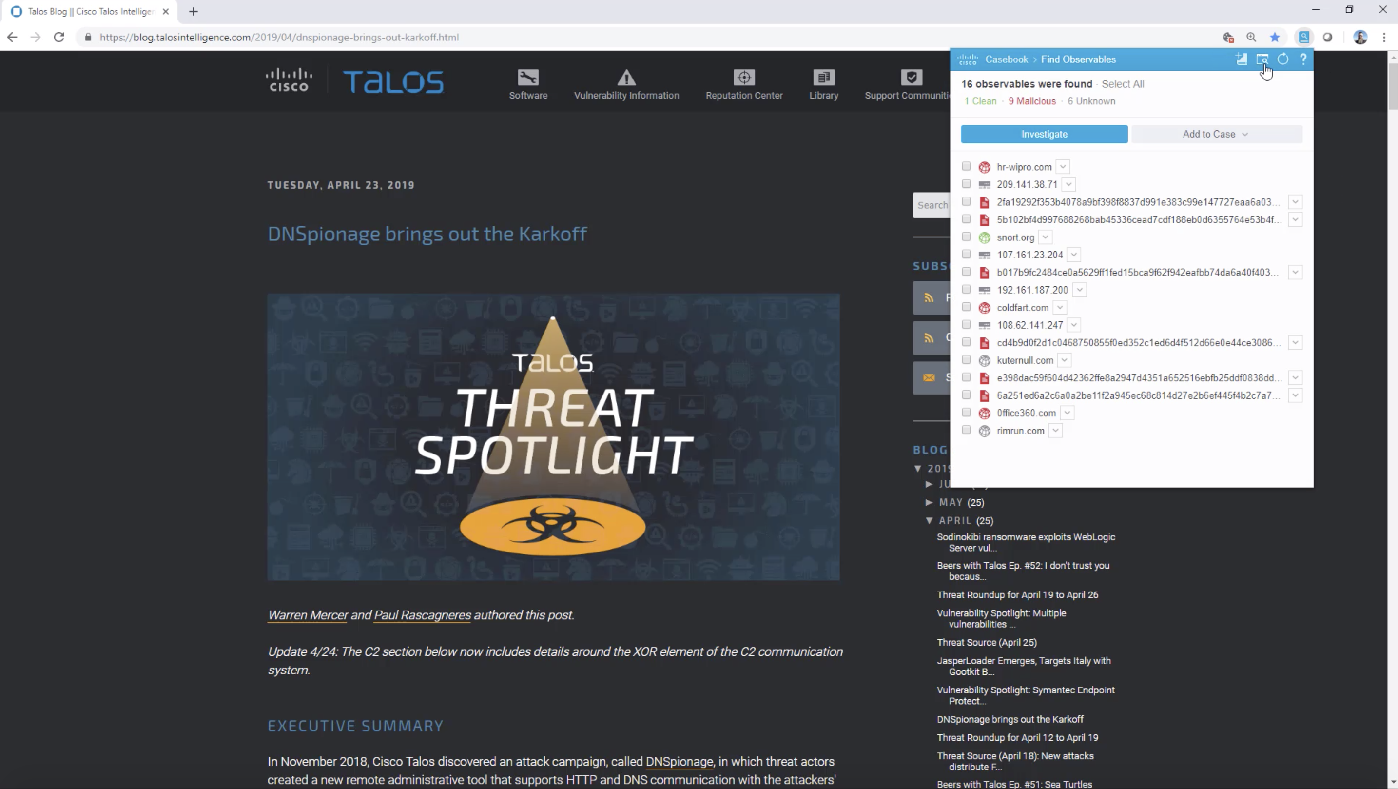 Cisco Threat Response Casebook