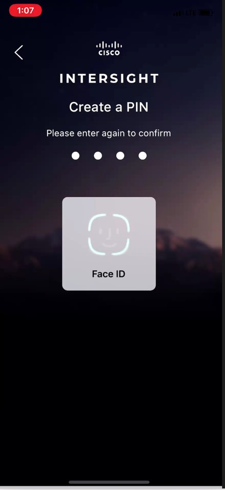 Intersight Mobile App Login screen