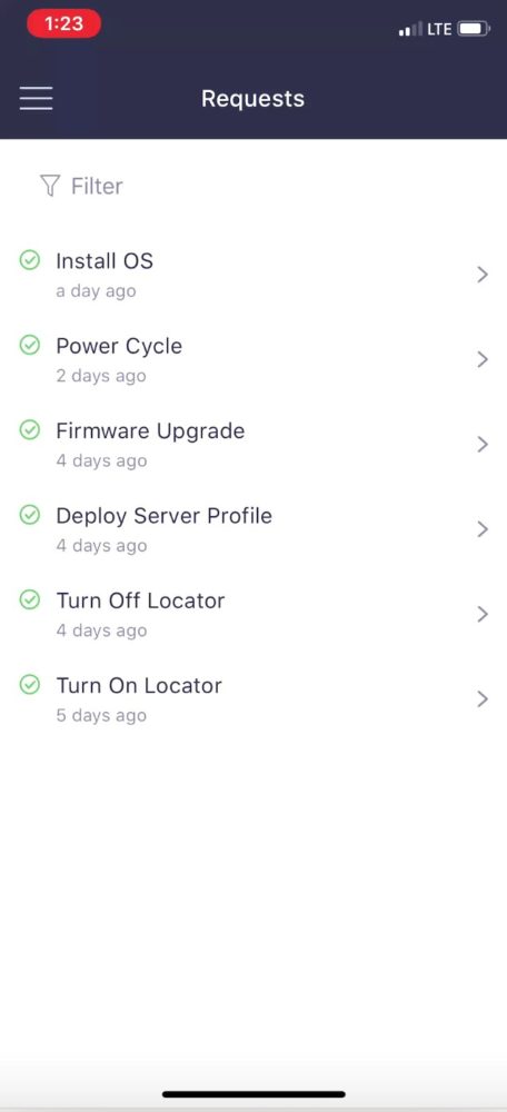 Intersight Mobile App requests dashboard