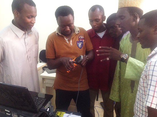 Students in the Cisco CCNA Routing &  Switching course work in  the practical lab at American University of Nigeria. 