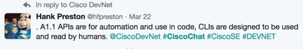 Cisco Chat Hank Preston API CLI