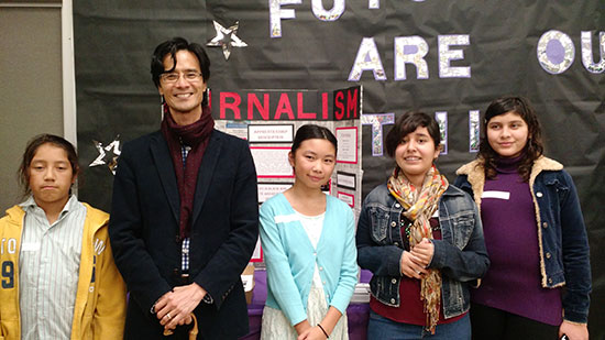 Stephen and his apprenticeship students at their end-of-semester WOW event, a Citizen Schools tradition where students teach back what they learned to teachers, parents, and community members.