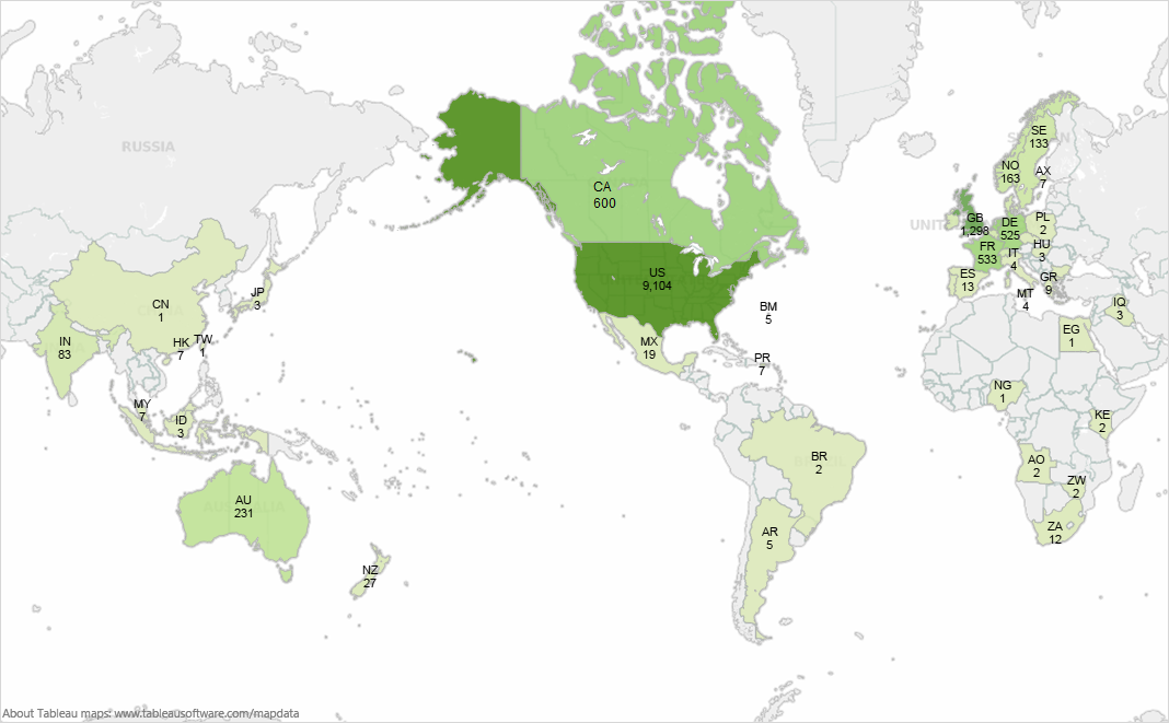 Heat map of affected areas