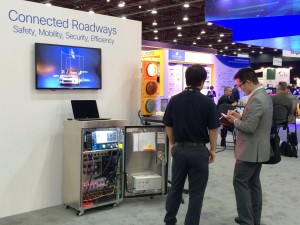 Wei Zou, Technical Marketing Engineer with Cisco demonstrates the Traffic Signal Prioritization solution