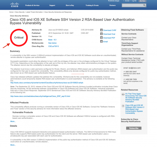 Cisco Security Advisory - Security Impact Rating