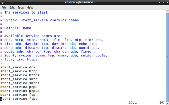 Figure 4. Screenshot of INetSim configuration. 