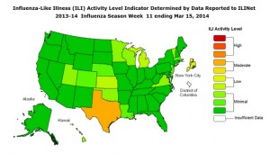 Source: CDC Fluview 2013-2014 Influenza Season Week 11 ending March 15, 2014 