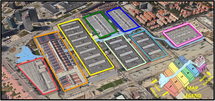 An aerial view of Mobile World Congress 2014 arena at Fira Gran Via, Barcelona